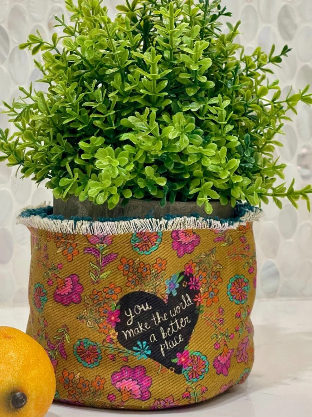 Nearly Natural Faux Boxwood + Natural Life Planter Cover Decor Bundle-NEW